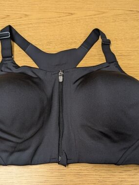 all in motion Black Front-Zip High-Impact Sports Bra